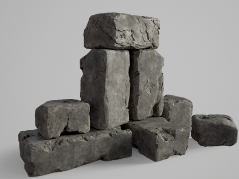 High detailed Stones rock set 01 Modelo 3D