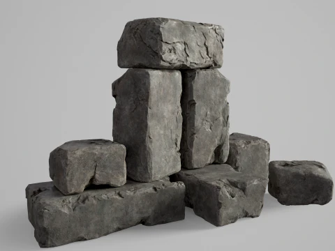 High detailed Stones rock set 01 3D Model