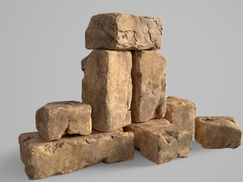 High detailed Stones rock set 01 Modelo 3D