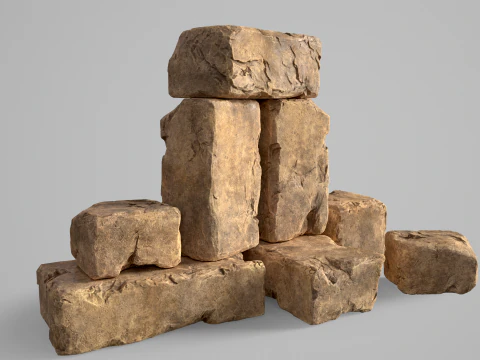 High detailed Stones rock set 01 3D Model