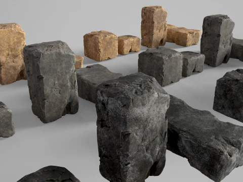 High detailed Stones rock set 01 3D Model
