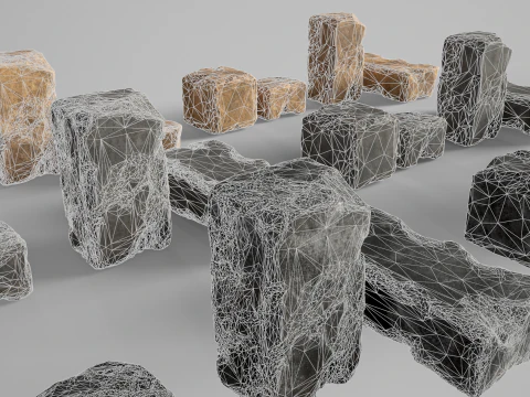 High detailed Stones rock set 01 3D Model