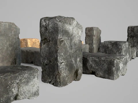 High detailed Stones rock set 01 3D Model