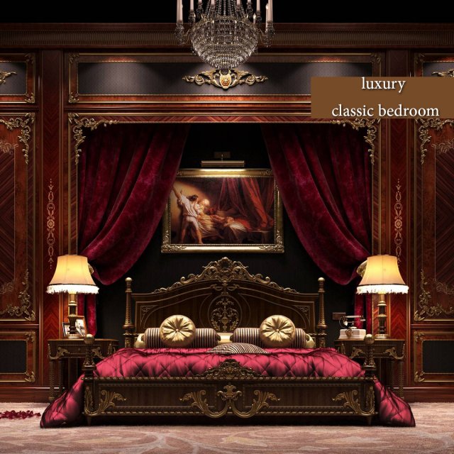 luxurious bedroom 3Dモデル .c4d .max .obj .3ds .fbx .stl .blend 