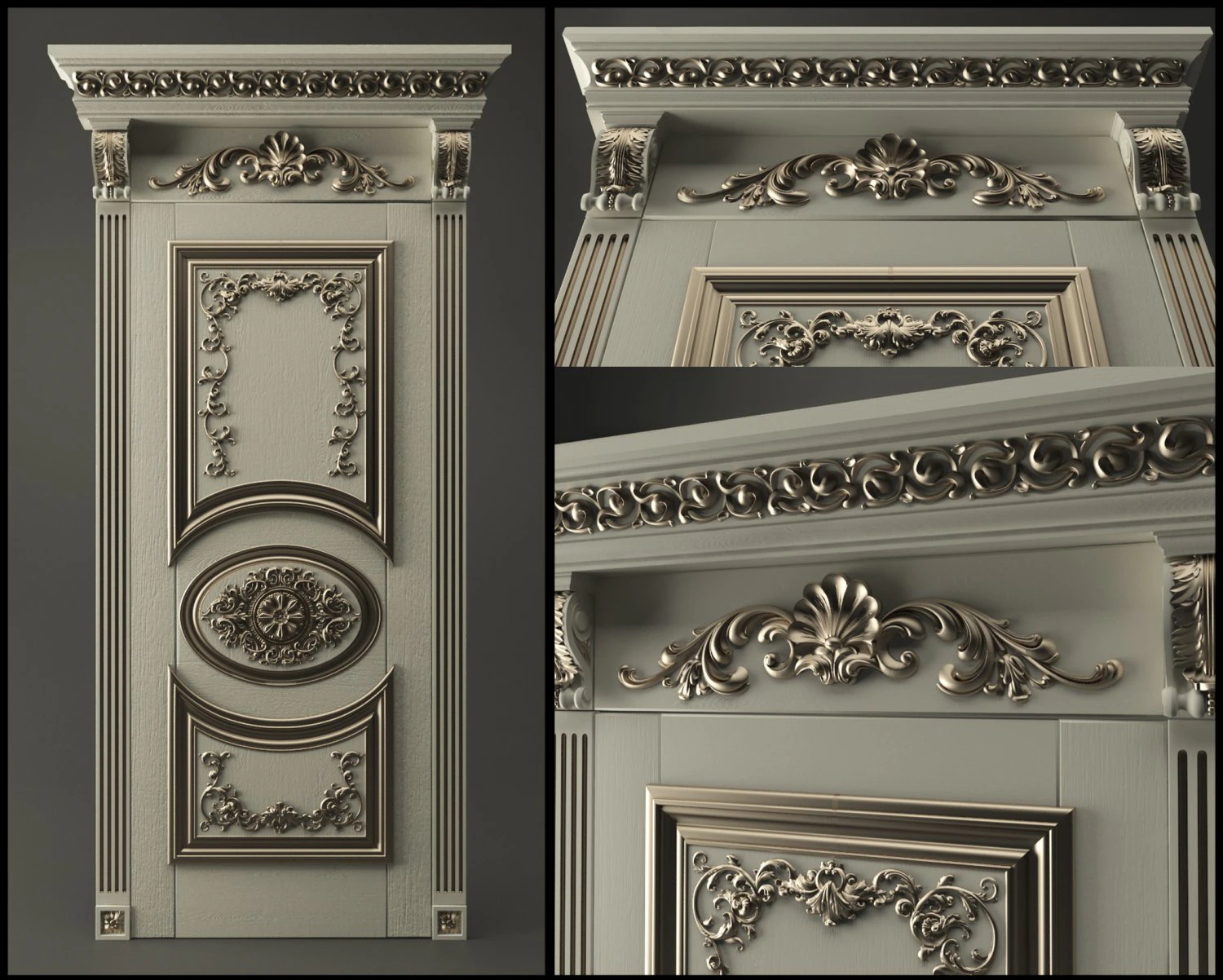 classic door 3D Model .c4d .max .obj .3ds .fbx .stl .blend 