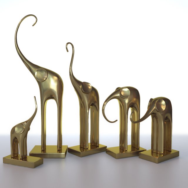 figurines five elephants 3D Модель .c4d .max .obj .3ds .fbx .stl .blend 