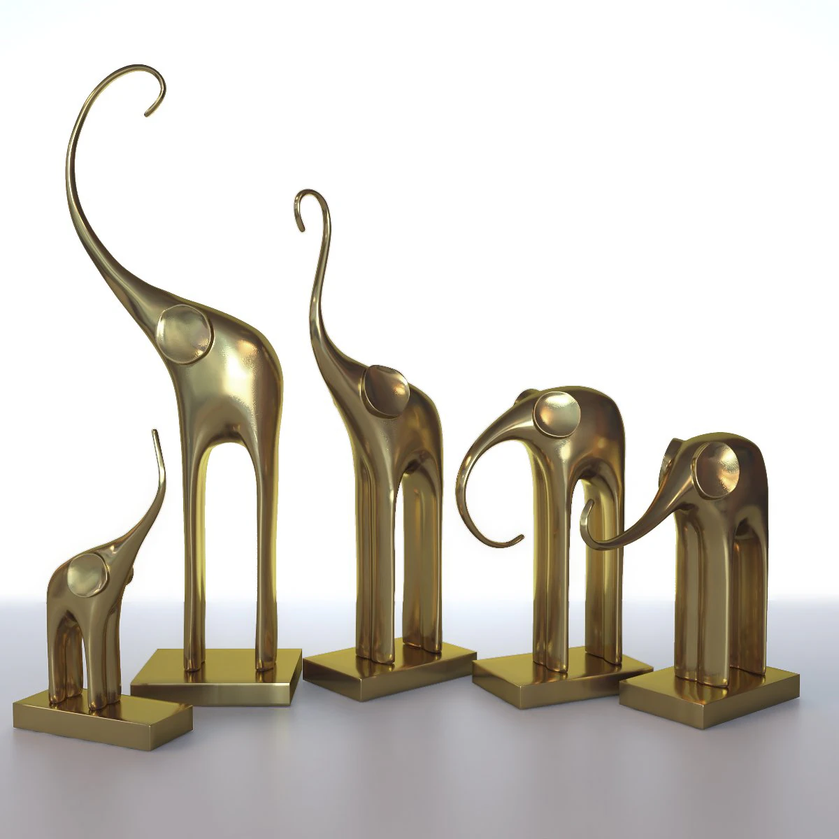 figurines five elephants 3D Model .c4d .max .obj .3ds .fbx .stl .blend 