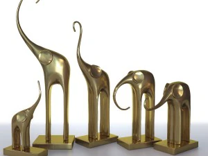 figurines five elephants 3D Model