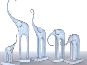 figurines five elephants 3D Модель