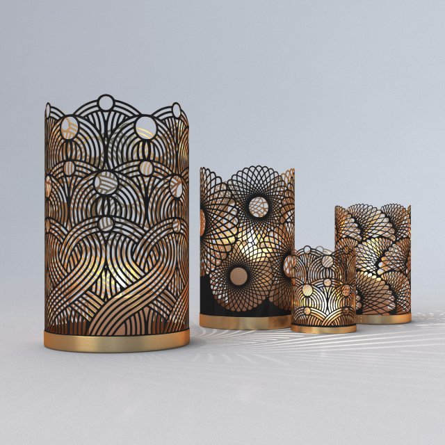 decorative openwork candle holders 3D Model .c4d .max .obj .3ds .fbx .stl .blend 