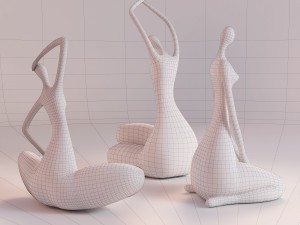 figurines three ladies 3D Модель