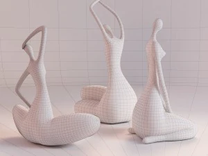 figurines three ladies 3D Model