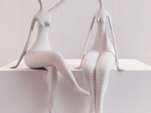 figurines two ladies 3D Model