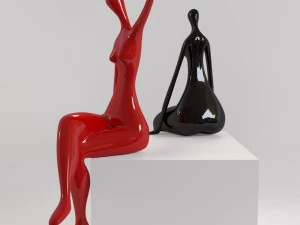 figurines two ladies 3D Model
