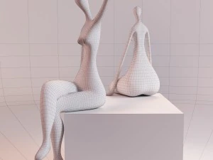 figurines two ladies 3D Model