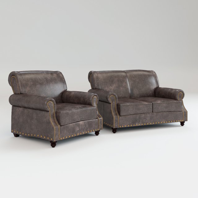 leather sofa and chair landry 3D Modell .c4d .max .obj .3ds .fbx .stl .blend