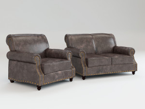leather sofa and chair landry 3D Model