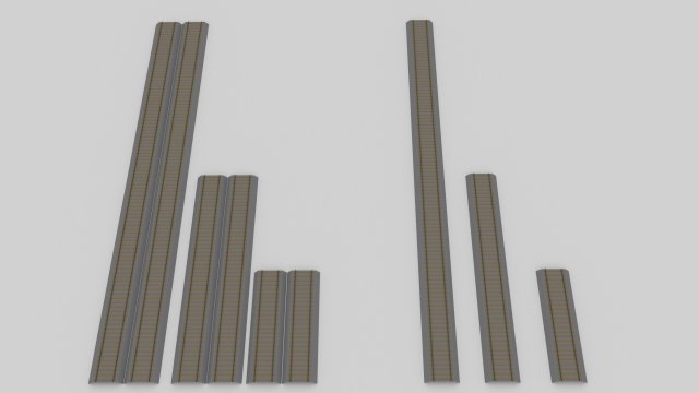 6 pieces of straight track 3D 모델 .c4d .max .obj .3ds .fbx .stl .blend 