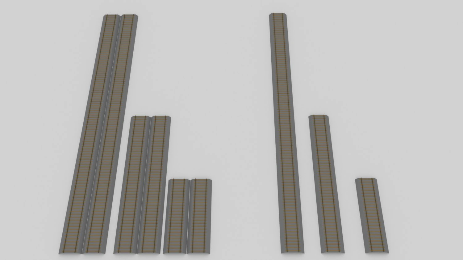 6 pieces of straight track 3D Model .c4d .max .obj .3ds .fbx .stl .blend 