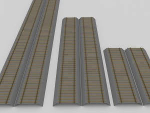 6 pieces of straight track 3D Model