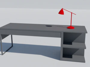 model of a desk with a lamp 3D Model