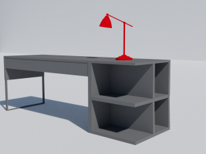 model of a desk with a lamp 3D मॉडल