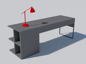 model of a desk with a lamp 3D मॉडल