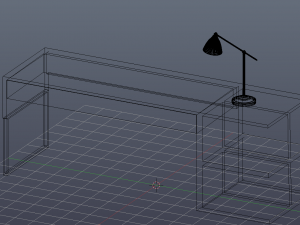 model of a desk with a lamp 3D मॉडल
