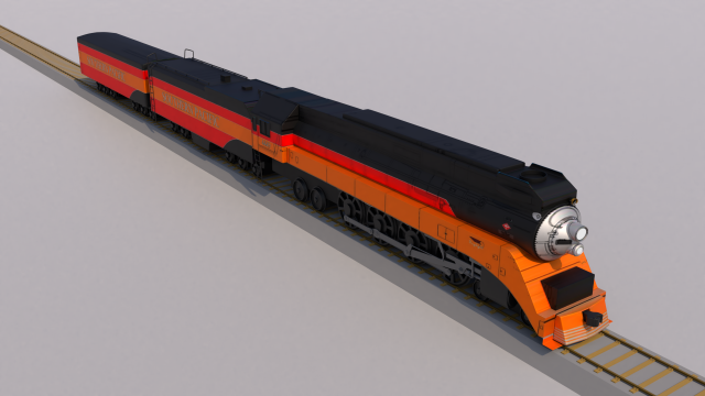 daylight steam locomotive train 3D in 3DExport