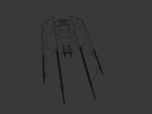 low poly sci fi fighter base concept 3D Model