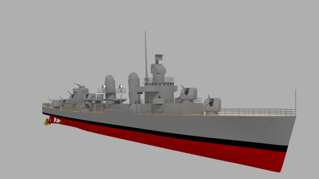 uss fletcher dd-445 destroyer Model 3D .c4d .max .obj .3ds .fbx .stl .blend 