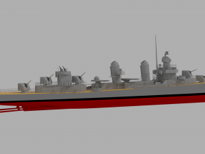 uss fletcher dd-445 destroyer Model 3D
