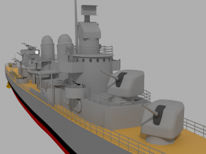 uss fletcher dd-445 destroyer Model 3D