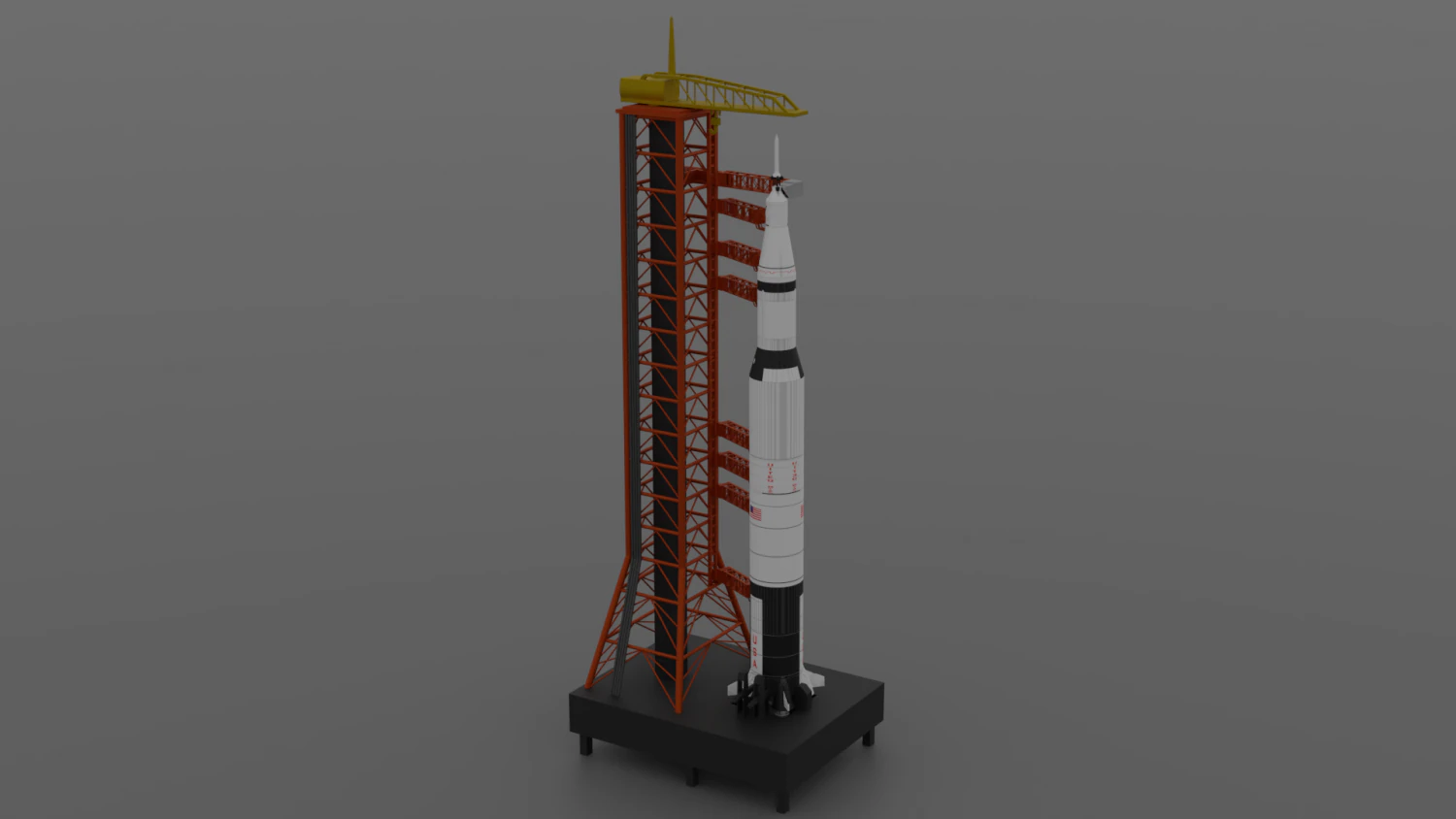 saturn v rocket and launch pad 3D Model .c4d .max .obj .3ds .fbx .stl .blend