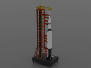 saturn v rocket and launch pad 3D 모델