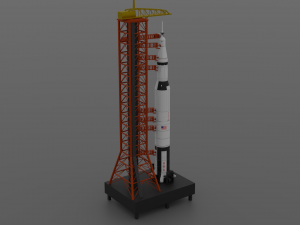saturn v rocket and launch pad 3D Model