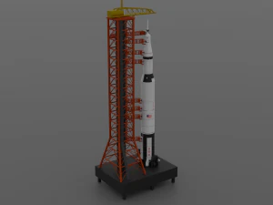 saturn v rocket and launch pad 3D Model