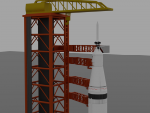 saturn v rocket and launch pad 3D Model