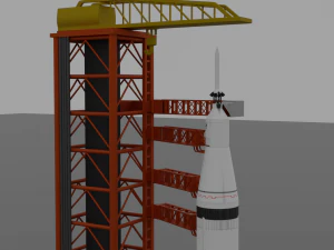 saturn v rocket and launch pad 3D Model