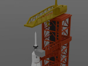 saturn v rocket and launch pad 3D Model