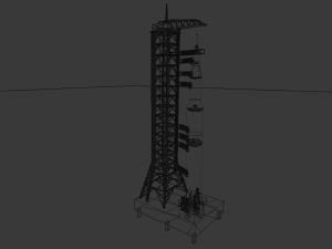 saturn v rocket and launch pad 3D Model