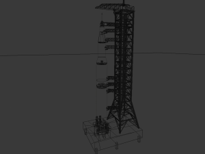 saturn v rocket and launch pad 3D Model
