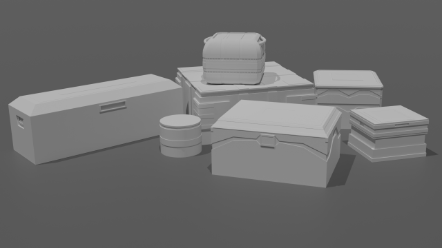 pack of sci-fi crates Modèle 3D .c4d .max .obj .3ds .fbx .stl .blend 