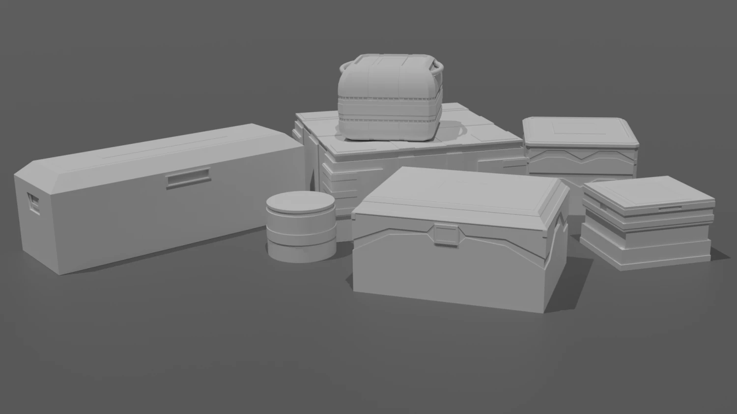 pack of sci-fi crates 3D Model .c4d .max .obj .3ds .fbx .stl .blend 