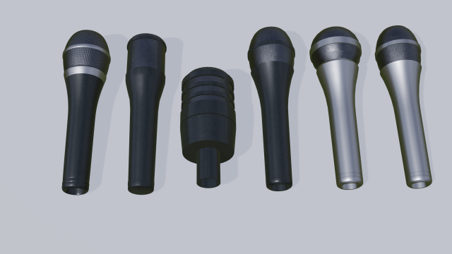 a mic set of 6 microphones Model 3D .c4d .max .obj .3ds .fbx .stl .blend 