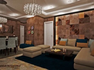 nowoczesny salon z jadalnią Model 3D