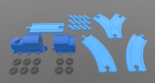 set rail road Modello di stampa 3D .c4d .max .obj .3ds .fbx .stl .blend 