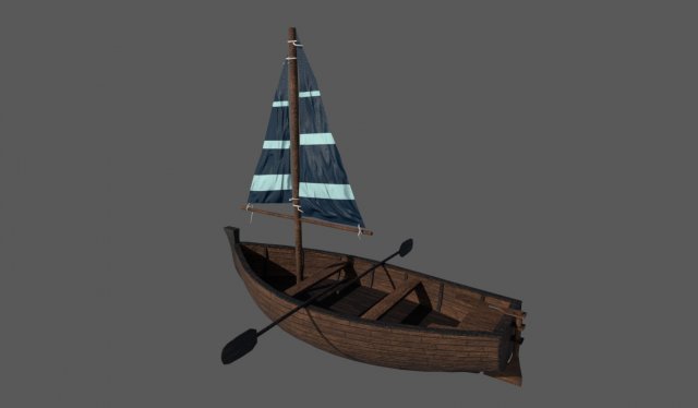 wooden sailling boat Model 3D .c4d .max .obj .3ds .fbx .stl .blend 