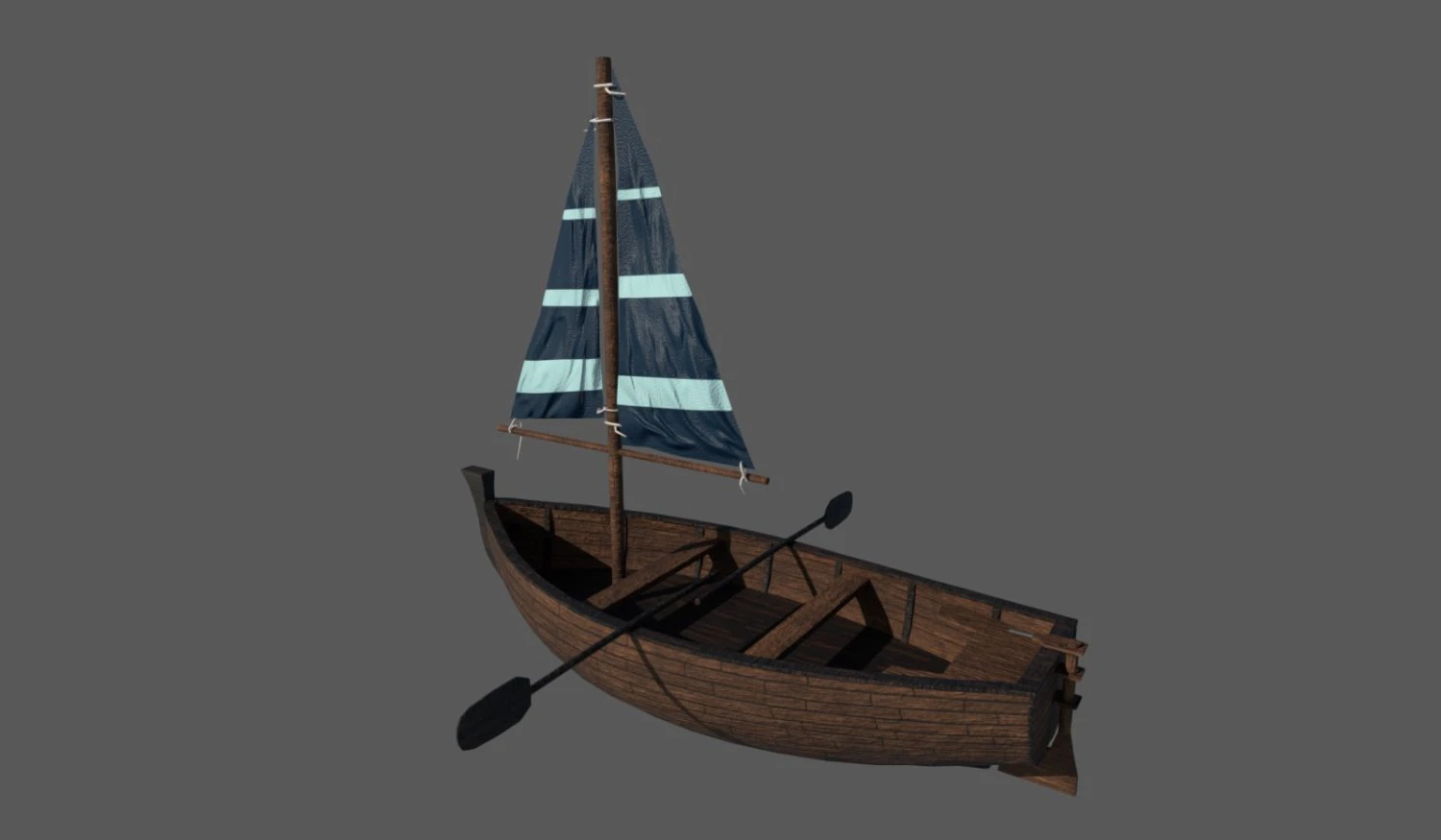 wooden sailling boat 3D Model .c4d .max .obj .3ds .fbx .stl .blend