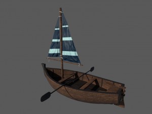 wooden sailling boat 3D Model